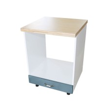 Corp pentru cuptor incorporabil cu sertar Zebra, Alb/MDF Albastru, cu blat artar, 60 x 85 x 60 cm